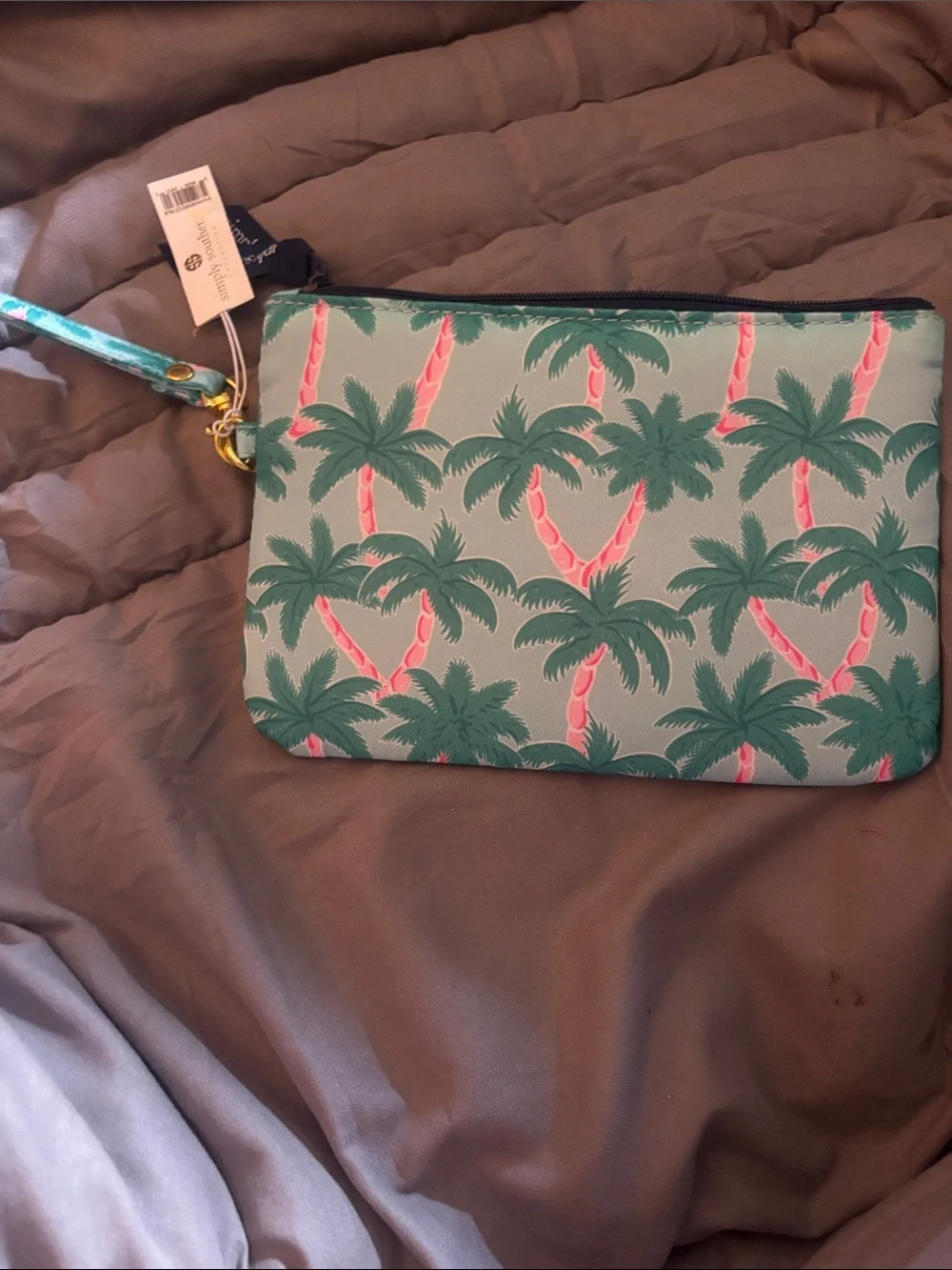 Simply Southern Teal Flamingo Palm Phone Wristlet